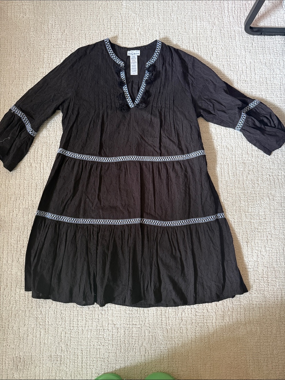 Tommy Bahama Black Tunic Dress with White Trim